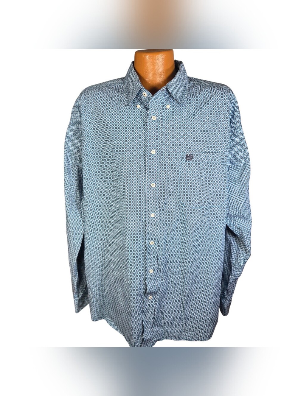 Cinch Men's Blue Micro-Pattern Button-Down Shirt. Size XL